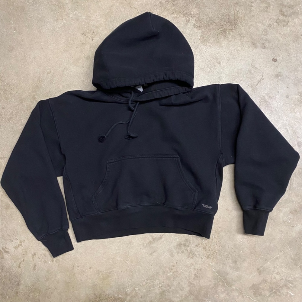 Aritzia Cozy Fleece Boyfriend Cropped Hoodie - Black - Size M